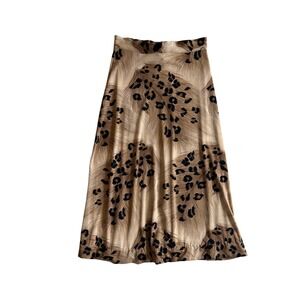 VTG‎ 90s Leopard cheetah animal print maxi skirt button front M